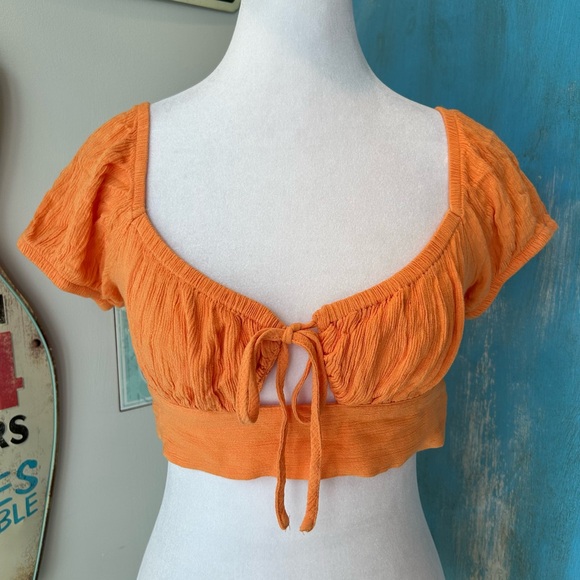 Garage Orange Short Sleeve Crop Top - Picture 1 of 7